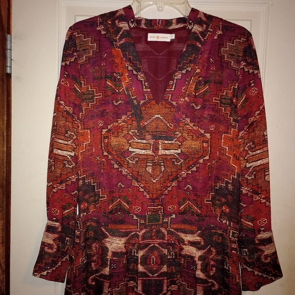 Tory Burch Aztec Silk Midi Length Dress women's size 8 - Picture 2 of 8